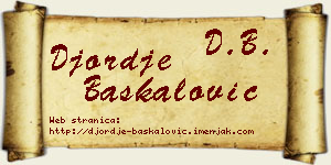 Đorđe Baškalović vizit kartica